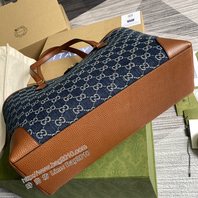 Gucci2021新顏色女包 古馳牛仔布手提購物袋 Gucci丹寧系列托特包 631685  ydg3193
